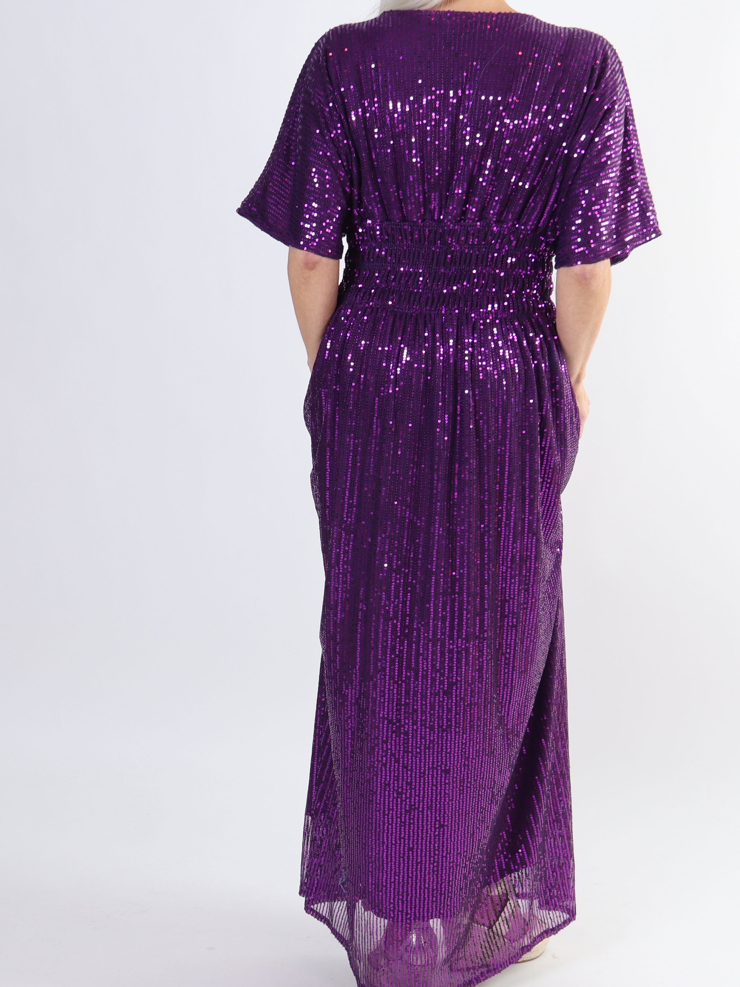 Pams Glitter - Lång plus size klänning med paljetter